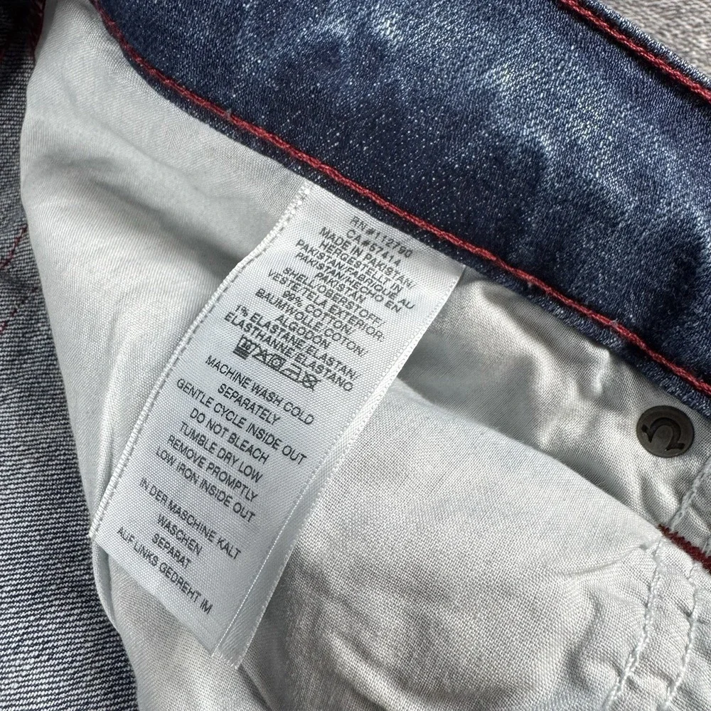 New‎ NWT True Religion Jeans Red Stitch 40x34 Geno Mens Flap Relaxed Slim Fit